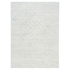 9'x12' Undyed Natural Wool Modern Light Gray Cut And Loop Pile Rug R62890