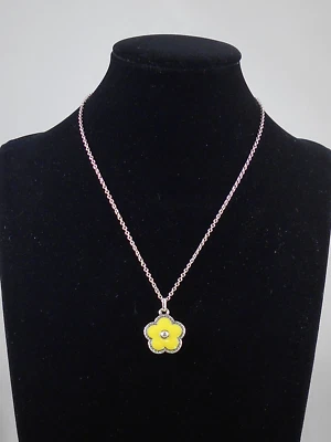 Brighton Silver Plated DAZZLING LOVE Yellow Enamel Crystal Flower Necklace $68 - Image 1 of 3