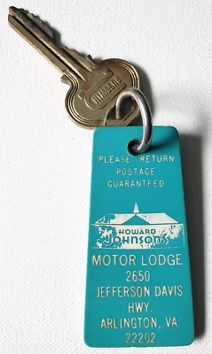 Llavero y llavero vintage de hotel Howard Johnsons ARLINGTON VIRGINIA #417 Foto 1 de 2