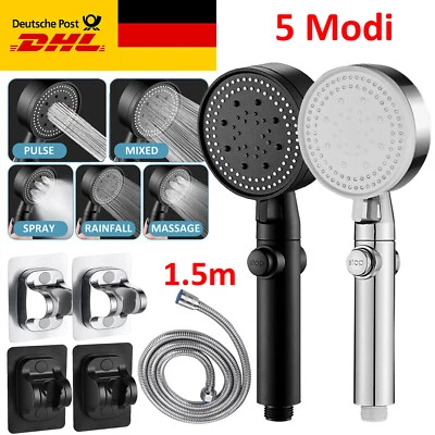 5Modi Hochdruck Turbo Duschkopf Handbrause Wassersparende Duschbrause Badezimmer - Bild 1 von 4