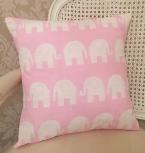 Pink And White Elephant Cushion Cover 16" Handmade, Baby Girl, Nursery, Bedroom - Picture 1 of 4