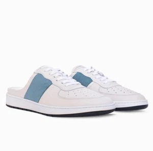 College Herren Pillar Leder Pantoletten weiß & aquablau Wildleder 43/10 US $ 225+ - Bild 1 von 14
