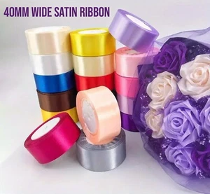 40mm SATIN Double Faced Ribbon - 25M Full Reel, 10M Cut Length - Picture 1 of 48
