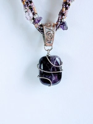 Park Lane Rock On Genuine Amethyst Stone Beaded Necklace Earring SHIPS FROM USA - Image 1 of 4