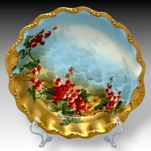 Antique Blakeman & Henderson Limoges Red Currant Scalloped Bowl 9.25" 1892-1912 - Picture 1 of 13