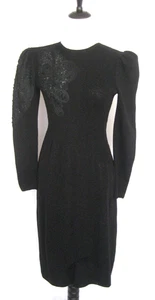 Lillie Rubin Vintage 80er schwarz Strick Pullover Kleid Langarm verziert Gr. S/M - Bild 1 von 14