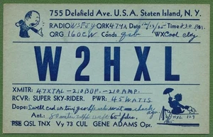 Staten Island, NY - QSL - Amateurfunk Postkarte 1935 - W2HXL - Bild 1 von 2