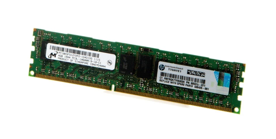 HP 604504-B21 606426-001 4GB PC3-10600 DDR3-1333MHz ECC CL9 240-Pin DIMM Memory - Image 1 of 1