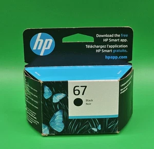 Cartucho de tinta negra HP 67 tinta de impresora original OEM - caja ligeramente usada - caducidad 23/10 - Imagen 1 de 6