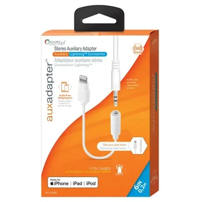 Power Up! Apple MFI Certified Stereo Auxiliary Adapter AUXADAPTER IPHONE IPAD - Image 1 of 3