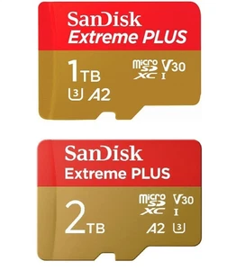 SanDisk Extreme Plus 1TB 2TB Micro SD SDXC UHS-I U3 V30 A2 MicroSDXC Memory Card - Picture 1 of 5