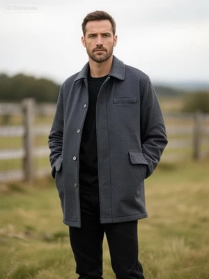 STRUCTURE Men's Outerwear Winter Wool Blend Charcoal Jacket Coat Zip  Size L - Image 1 of 4