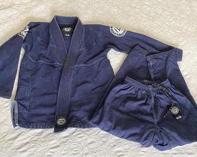Gracie Fighter Niños BJJ Gi Uniforme Azul M3 Chaqueta y Pantalones Jiu Jitsu Conjunto Unisex Foto 1 de 4