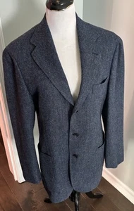 Ring Jacket 100% Wool Herringbone Tweed Blazer in Navy Size *52R Made In Japan - Picture 1 of 11