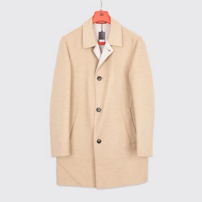 Isaia Napoli Cashmere Coat Size EU52 Light Beige White 3/4 Length Made in Italy - Image 1 of 4
