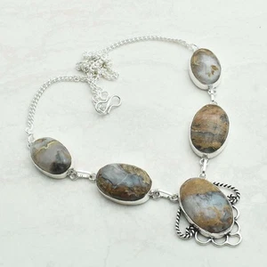 Yellow Moss Agate Gemstone Ethnic Handmade Necklace Jewelry 39 Gms AN 82319 - Picture 1 of 1