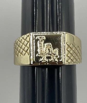 14k Gold Plated Dodgers Los Angeles City Louisiana State LA Ring Size 12 - Image 1 of 4