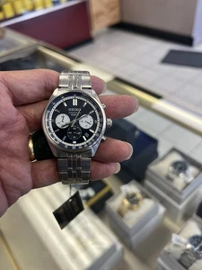 Seiko Men's Watch Chronograph Black Dial 😱SSB427P1(BNS)Gorgeous Style!! - Picture 1 of 13