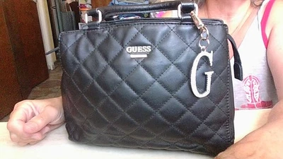 Guess Los Angeles Quilted Multi-Pocket Shoulder Purse Med Bag Bling Clip AWESOME - Image 1 of 4