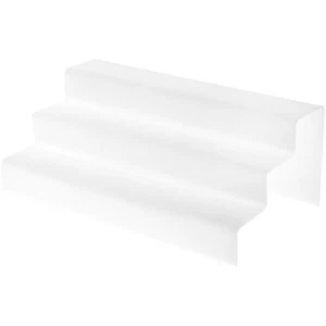 Plymor Frosted Acrylic 3-Step Solid Back Display Stairs, 6" H x 16" W x 9.5" D - Picture 1 of 1