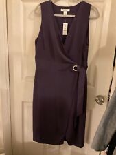 White House Black Market Sleeveless Belted Faux-Wrap Purple dress, Size 10