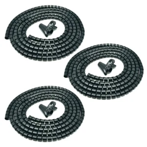 3 Pcs 20mm x 1.5M Spiral Zip Wrap Wrapping Cable Storage Wire Organizer Black - Picture 1 of 7