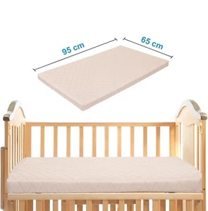 New Baby Travel Cot Bed 95 x 65 x 5cm Poly Cotton Quilted Cover Nursery Mattress - Picture 1 of 15