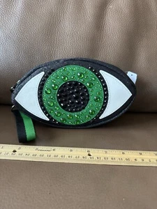 BATH & BODY WORKS Cosmetic Bag Case ~ Green Eyeball Bling ~ 8”x 5”~ New ~Novelty - Picture 1 of 10