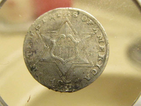 Scarce AU detail 1857 3-cent silver ... a low mintage type coin ( item #2E50 ) Cover