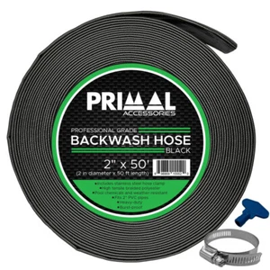 Primal Accessories Backwash Hose 2 in x 50 ft Commercial Grade Black 43.5 psi - Picture 1 of 6