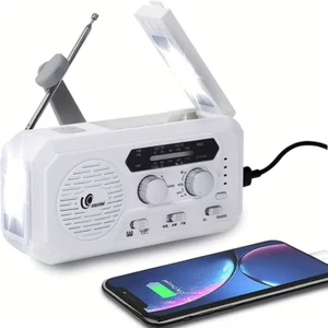 EMERGENCY SOLAR HAND CRANK RADIO Power Bank USB Charger Flash Light AM/FM/NOAA - Picture 1 of 9