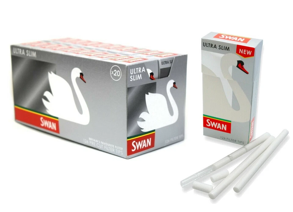 SWAN ULTRA SLIM FILTER TIPS 126 Per Box 10 20 Free Same day Dispatch Swan Silver - Image 1 of 1