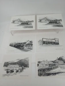Vintage Kunstdrucke Carcross Yukon Kanada Dampfmaschine Dampfboot Team Musher - Bild 1 von 9