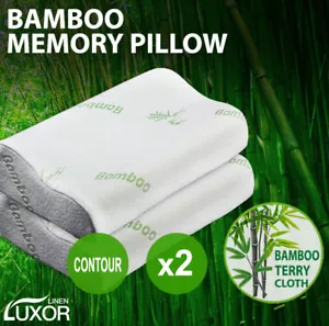 2x Pack Luxury Bamboo Memory Foam Fabric Fibre Cover Contour Pillow 50 x 30cm - Picture 1 of 7