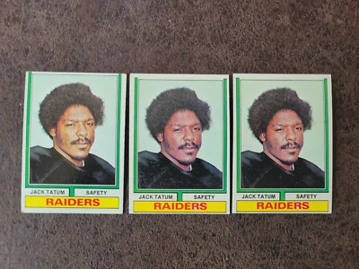 (3) 1974 Topps Football Jack Tatum #14 - Oakland Raiders Legend - Image 1 of 3