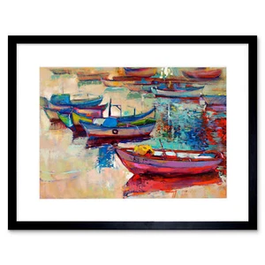Boote und Meer Kunstplakat Gerahmter Kunstdruck 18x23 cm - Bild 1 von 29