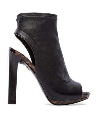 Diane von Furstenberg DVF ZAPATOS Amara PEEP TOE Botines Cuero Negro Tacón 8.5 Foto 1 de 4