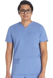 Dickies Balance Scrubs Men's V-Neck Top DK672 CIE Ciel Free Shipping - Picture 1 of 4