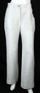 CHANEL 2023 23S White & Iridescent Silver Fantasy Tweed Straight Leg Pants 38 - Picture 1 of 8