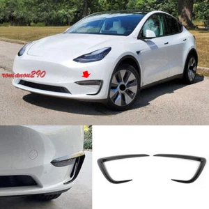 For Tesla Model Y 2020-2022 Carbon Fiber ABS Front Fog Lights Frame Cover Trim - Foto 1 di 10