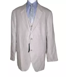 NWT Perry Ellis 2 Pc Herrinbone Blazer Jacket Vest Linen Blend Size 50 Vest XXL - Picture 1 of 10