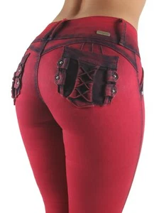 Women Junior/Plus Size Colombian Design Butt Lift Push Up Mid Waist Skinny Jeans - Picture 1 of 21