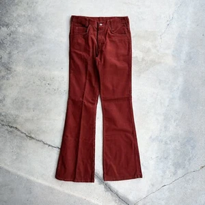 70’s True Vintage Deadstock Big Smith Flare Red Corduroy Pants Talon Zip NOS - Picture 1 of 8