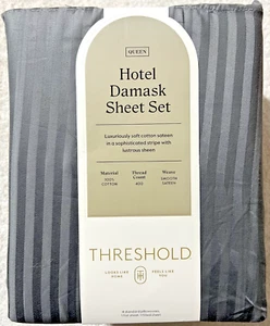 HOTEL DAMASK SHEET SET QUEEN SIZE 400 THREAD COUNT SOFT COTTON SATEEN **NEW** - Picture 1 of 5
