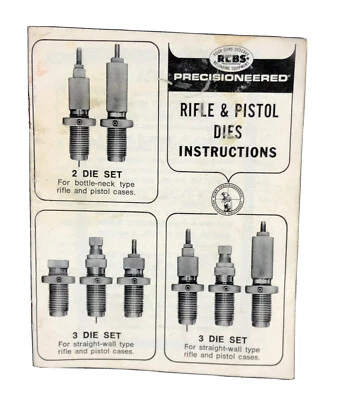 RCBS Rifle & Pistol Dies Booklet Instructions pocket size 21 pages Vintage - Image 1 of 4