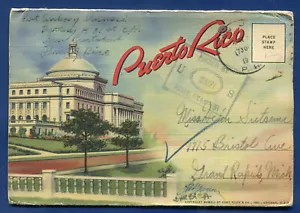 Puerto Rico Postcard Folder with censored stamped on cover PF473 - Picture 1 of 3