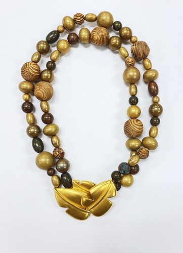 Vintage Beaded Givenchy Necklace With Leaf Pendant