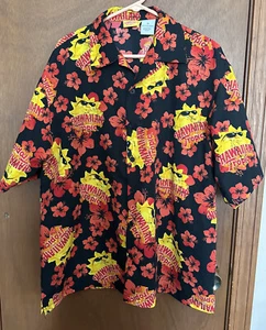Vintage Black, Red, Yellow Hawaiian Tropic Button Down Aloha Shirt Sz XL - Picture 1 of 5