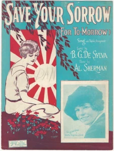 Save Your Sorrow (For To-morrow) 1925 Spartiti Musica Bella Giovane Donna Copertina Art - Foto 1 di 1