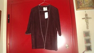 MANGO BURGUNDY JACKET SOFT REAL SUEDE/ LEATHER TRIM 3/4 SLEEVES*L - Picture 1 of 5